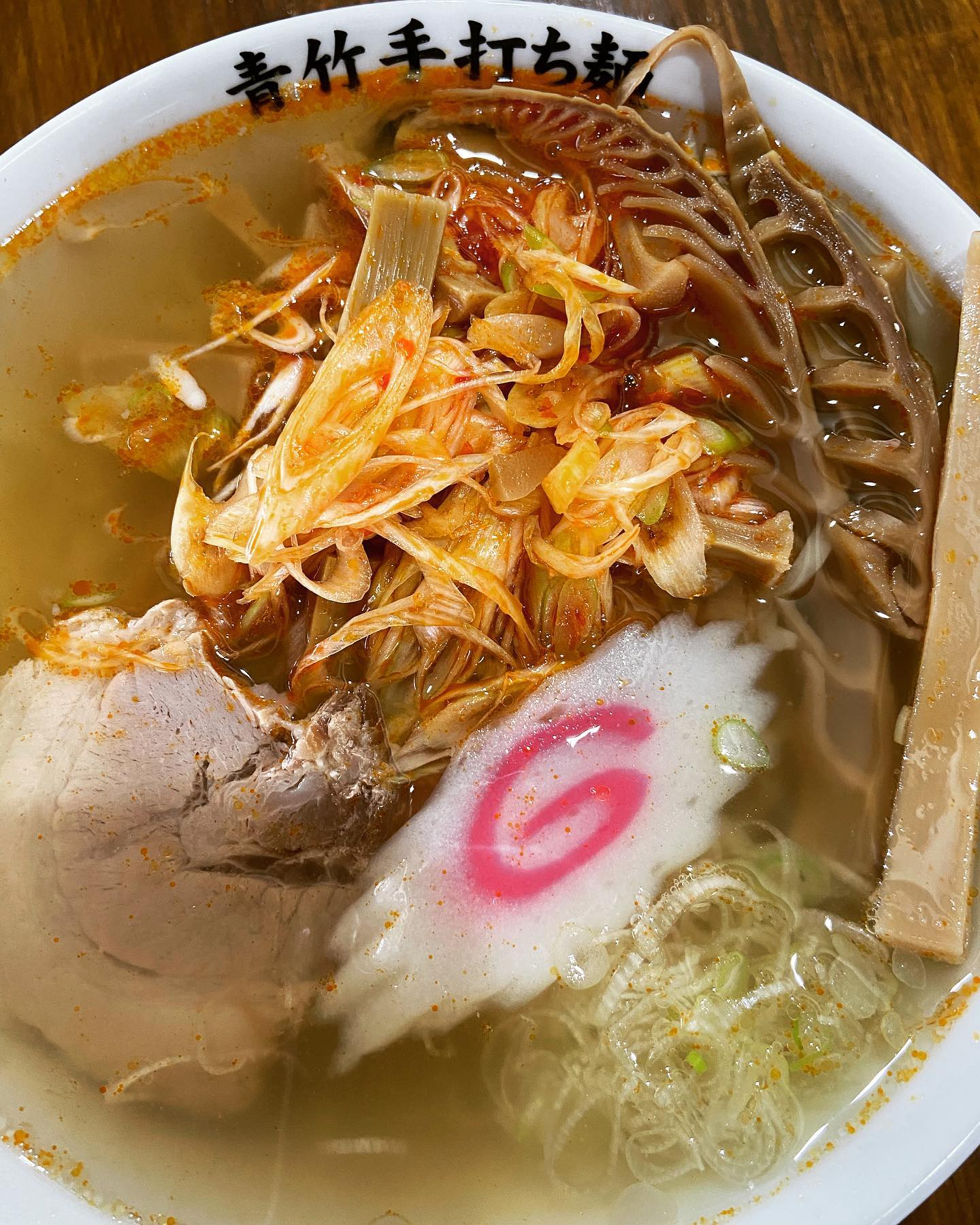 #塩レモンラーメン🍋   #塩レモンラーメン🍋             
先日頂いた乾燥たけのこ、本日賄いラーメンでからネギと和えて。初めて乾燥メンマを食べましたが!!シャキシャキ？コリコリ？食べ応え抜群！美味しく頂きましたスタッフさんも絶賛(☆∀☆)でした!!